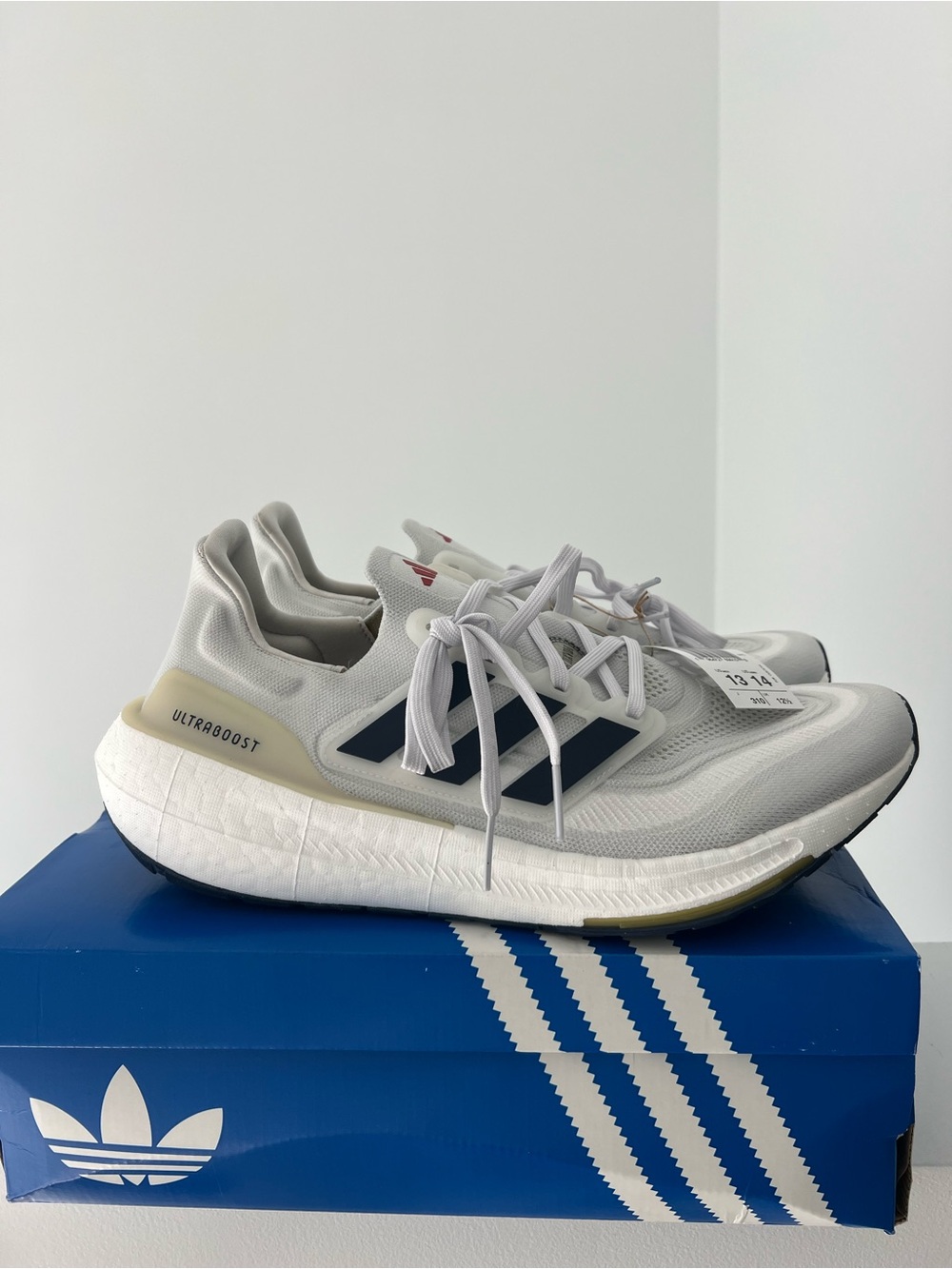 adidas Ultraboost Men's White with Navy Performance Runners